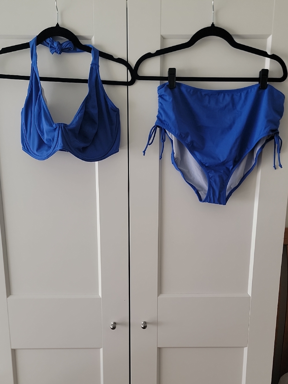Electric Blue Two-Piece Bikini Set - High Waist Bottoms